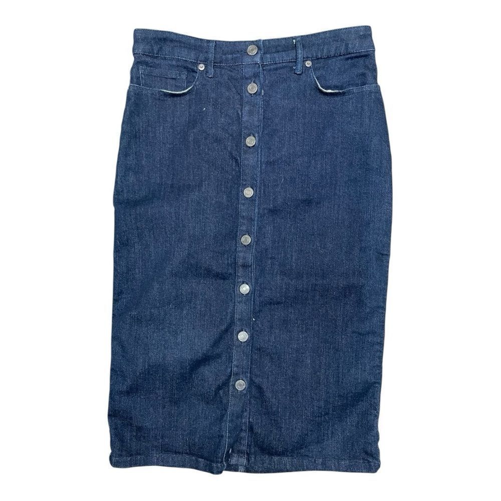 Banana Republic Button Front Denim Skirt | Dark Wash Midi Pencil Size 0